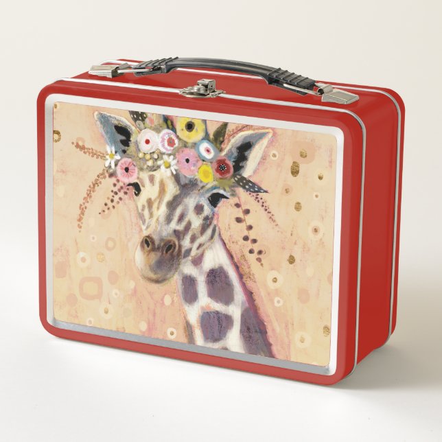 Lunch Box Girafe de Klimt | orné en fleurs (Devant)
