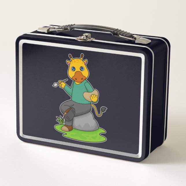Lunch Box Girafe en Peintre avec Pinceau (Devant)