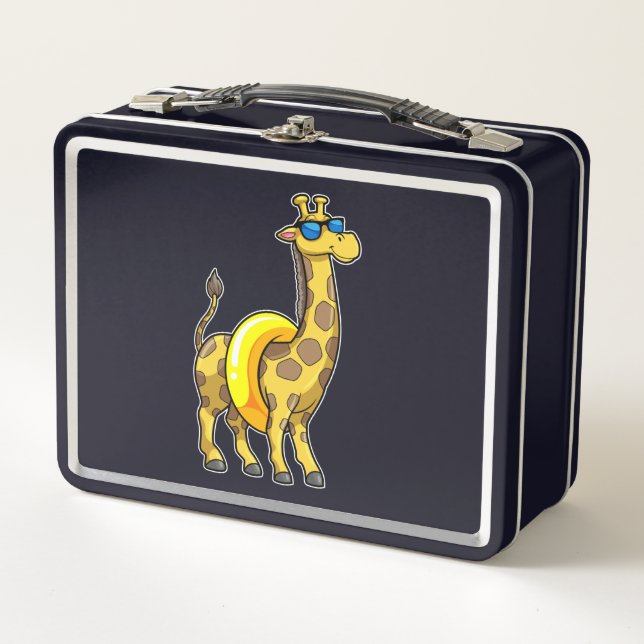 Lunch Box Girafe sur la plage avec anneau de natation et lun (Devant)