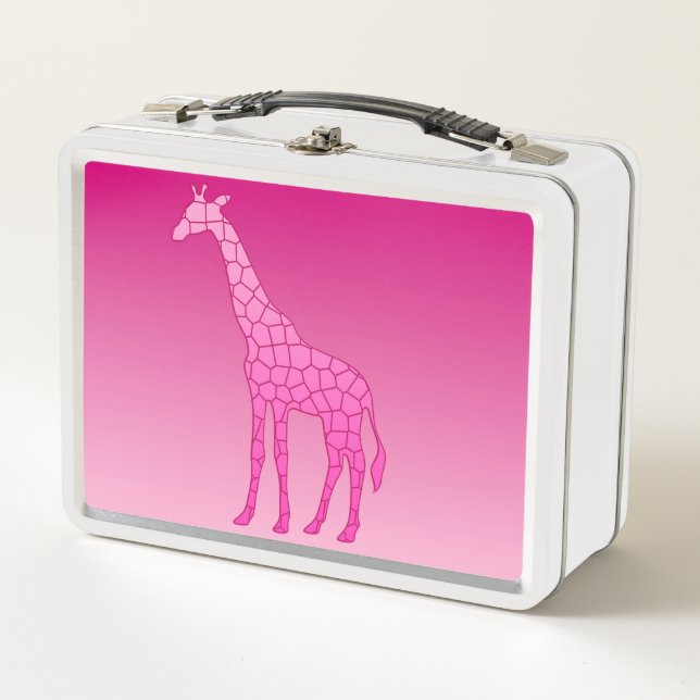 Lunch Box Giraffe géométrique moderne, Fuchsia et rose clair (Devant)