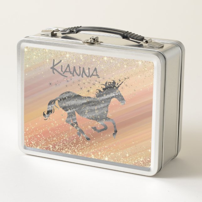 Lunch Box Glittery Starry Unicorn (Devant)
