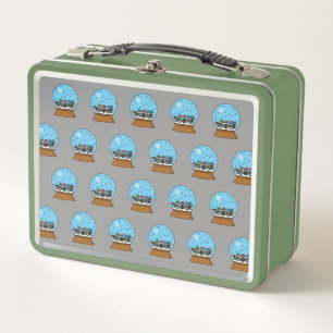 Lunch Box Globe des neiges avec trois Chouettes Gnomes