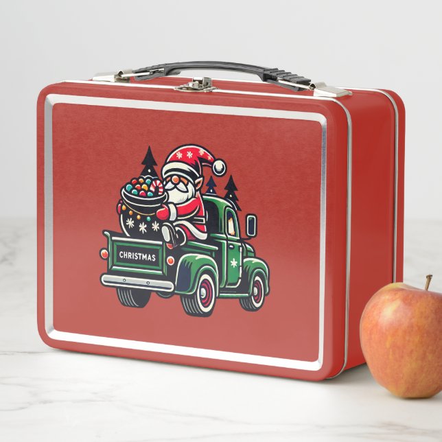 Lunch Box Gnome de Noël sur une camionnette Tuc (En situation)