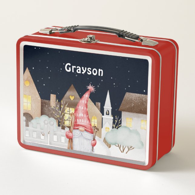 Lunch Box Gnome Vacances hivernales de neige (Devant)