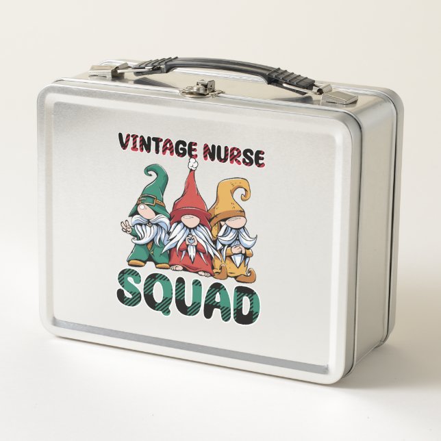Lunch Box Gnomes de soins infirmiers Vintages amusants (Devant)