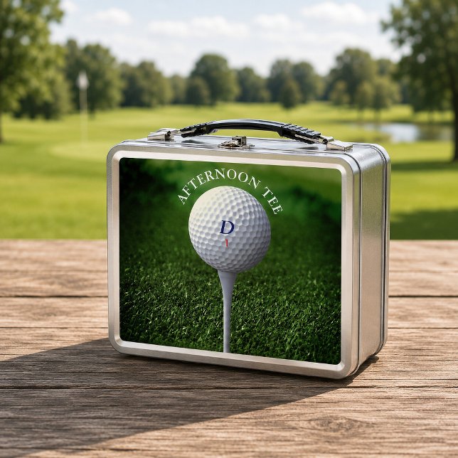 Lunch Box Golf Ball Monogram Afternoon Tee Golfing  (⛳  Perfect for afternoon lunches on the fairway! Just add your initial and golf ball number ⛳)