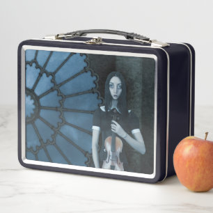 Lunch Box Gothique Victorian Girl tenant Violon Imaginaire f
