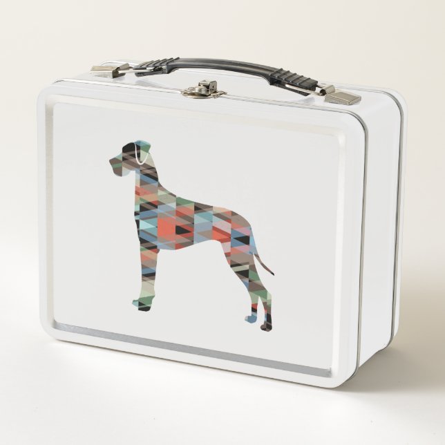 Lunch Box Grand Chien Danse Géométrique Silhouette Plaid (Devant)