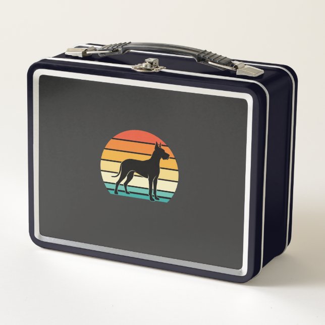 Lunch Box Grand Danois Rétro Coucher de Soleil Silhouette de (Devant)