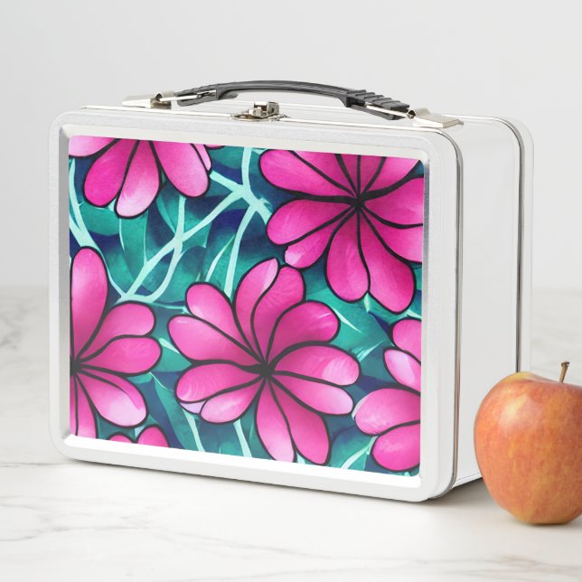Lunch Box Grand Motif rose vif (En situation)