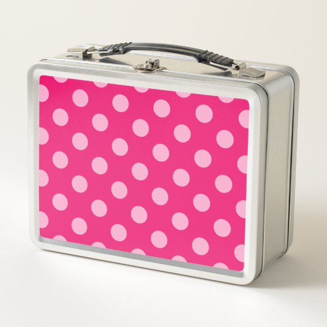 Lunch Box Grands points rétro, Fuchsia et Pastel Pink (Devant)