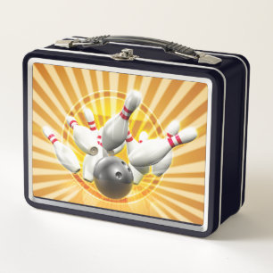 Lunch Box Graphique de Bowling Rétro en Jaune et Noir