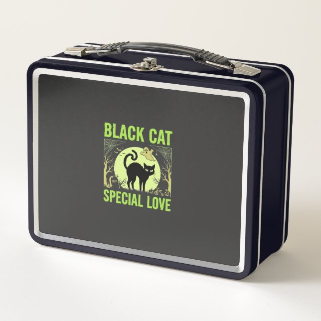 Lunch Box Graphisme d'amour spécial chat noir Halloween (Devant)