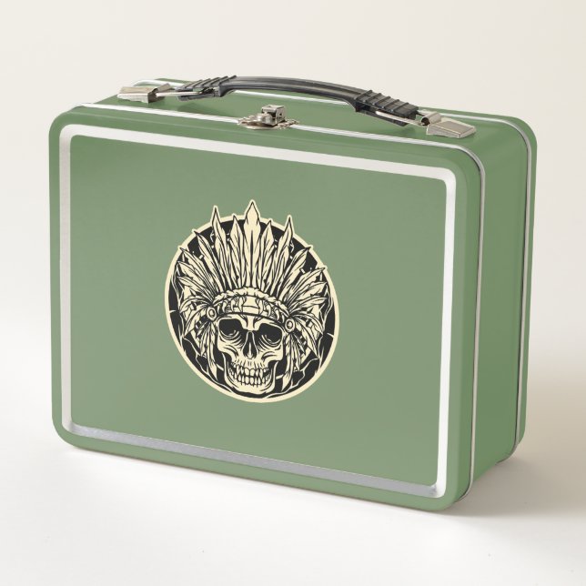 Lunch Box Graphisme de crâne de chef guerrier (Devant)
