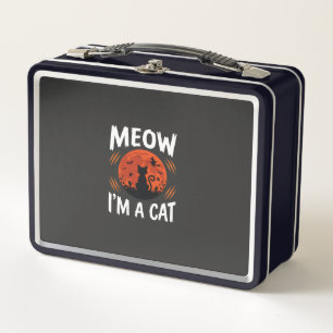 Lunch Box Graphisme de silhouette de chat de lune drôle d'Ha