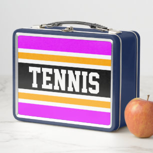 Lunch Box Gras Bright Rose Noir Blanc Jaune TENNIS rayures