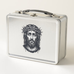 Lunch Box Gravure Vintage Couronne d'Épines Portrait Sacré