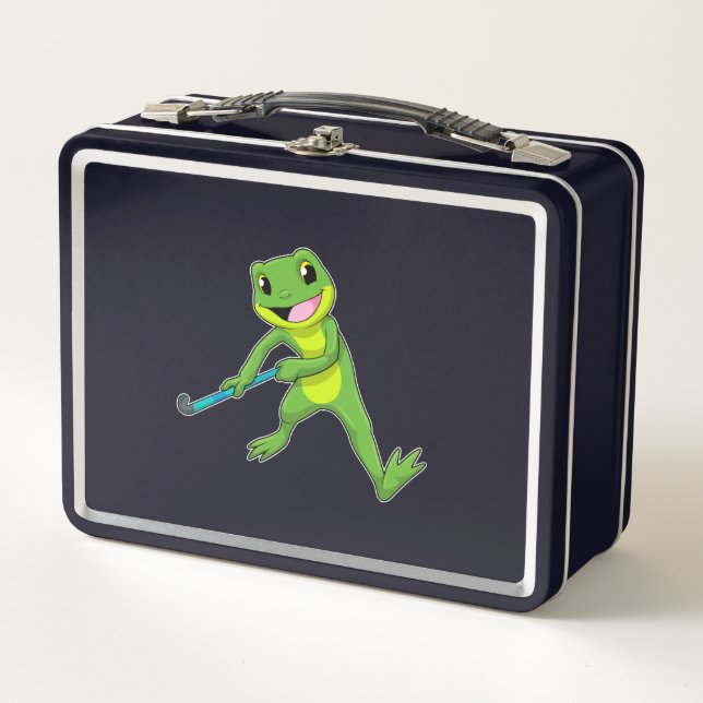 Lunch Box Grenouille à Hockey avec chauve-souris de hockey (Devant)