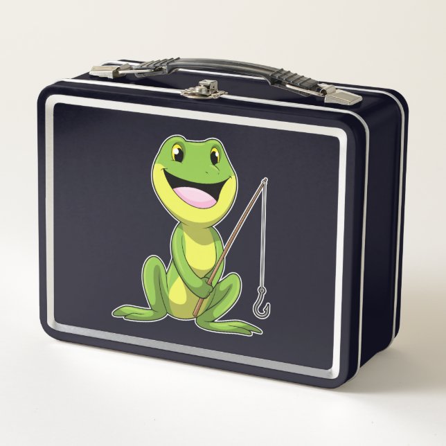 Lunch Box Grenouille à la pêche avec canne à pêche (Devant)