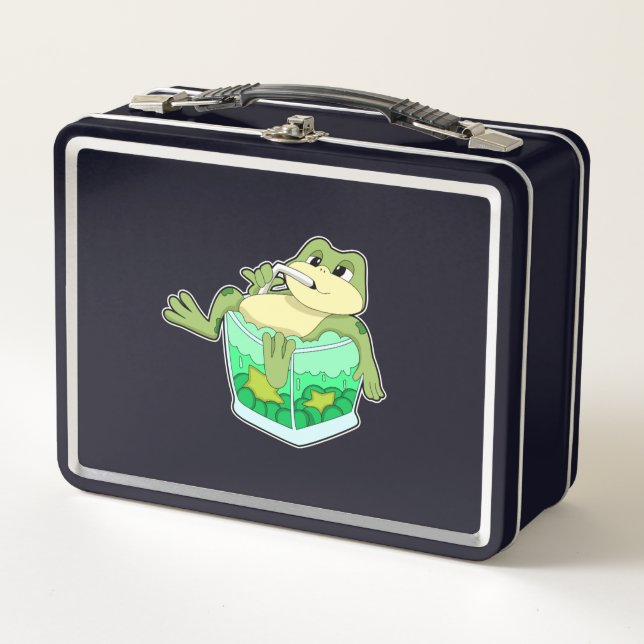 Lunch Box Grenouille avec verre de jus (Devant)