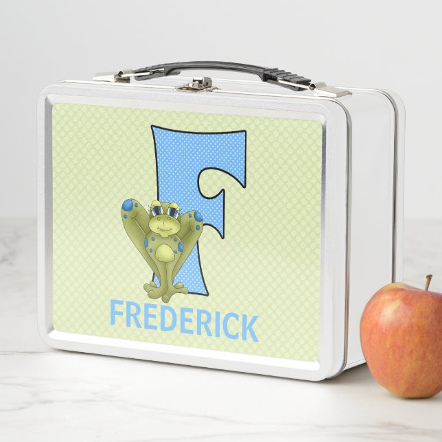 Lunch Box Grenouille Bleue Monogramme F Enfants Animaux (En situation)