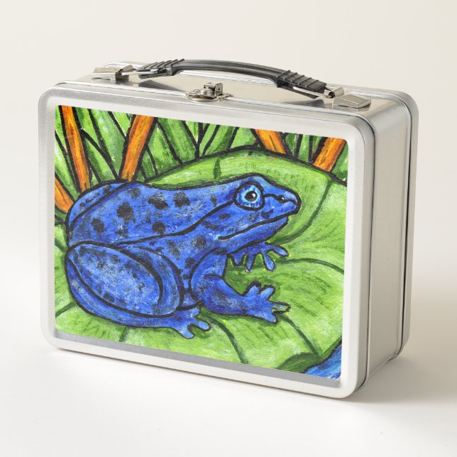 Lunch Box Grenouille bleue tachetée sur Lily Pad Plantes de  (Devant)