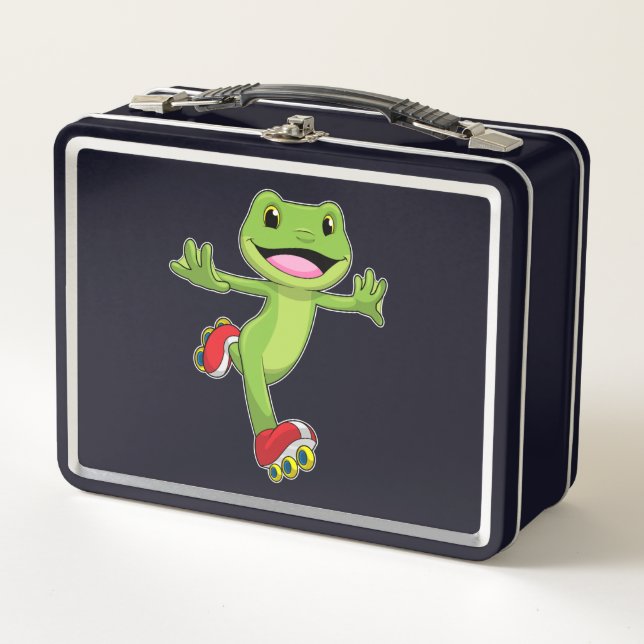 Lunch Box Grenouille en Patinage en ligne avec Roller skates (Devant)