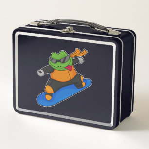 Lunch Box Grenouille en snowobarder avec snowboard
