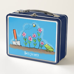 Lunch Box Grenouille mignonne et abeille dans le jardin dess