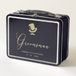 Lunch Box Groomsman Chic Wedding Minimalist<br><div class="desc">Groomsman Chic Wedding Minimalist Metal Box. Perfect Gift for the groom team. IMPORTANT NOTICE: This design is part of a collection and has other coordinated elements that you can find in my store. Sometimes it can be difficult to aesthetically align and put texts or initials on the designs, if so...</div>