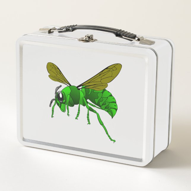 Lunch Box Guêpe abeille cartoon verte et lime (Devant)
