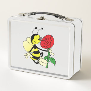 Lunch Box Guêpe frelon noire et jaune abeille avec une rose