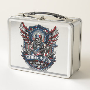 Lunch Box Guitariste de la Liberté Patriotique Crâne Musique