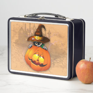 Lunch Box Halloween Cute Kitty Witch et ami Citrouille