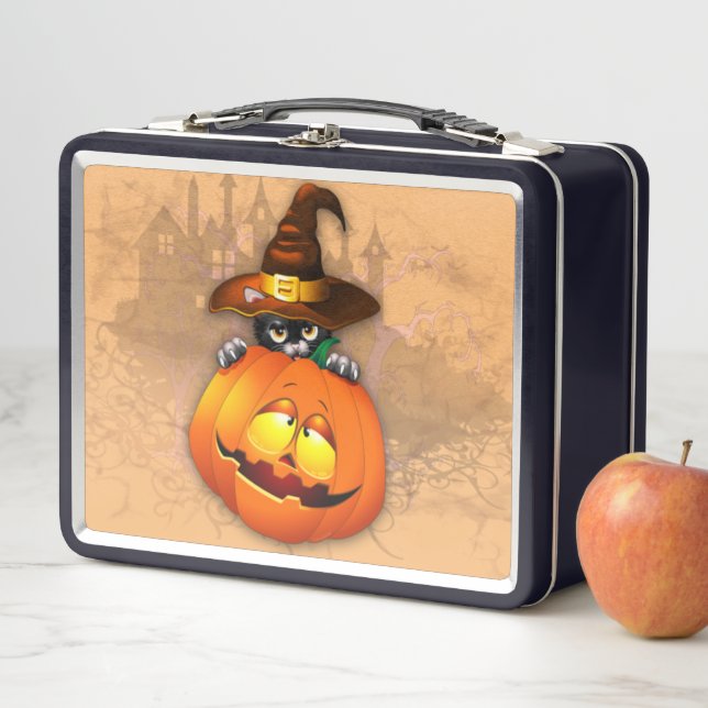 Lunch Box Halloween Cute Kitty Witch et ami Citrouille (En situation)
