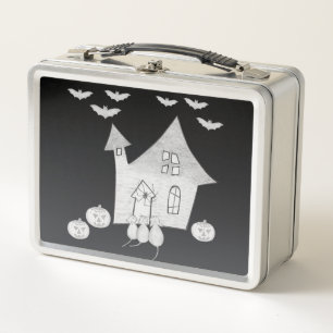 Lunch Box Halloween la nuit avec Haunted House, chauves-sour