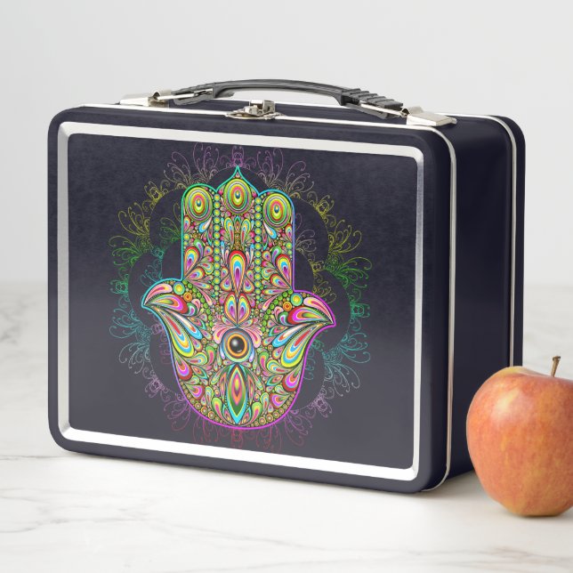 Lunch Box Hamsa Fatma Main Psychedelic Art (En situation)