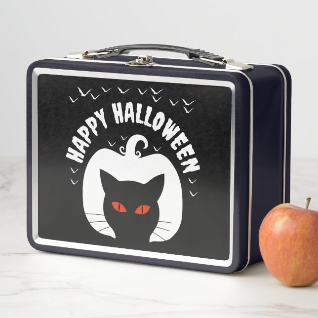 LUNCH BOX HAPPY HALLOWEEN CHAT CITROUILLE (En situation)