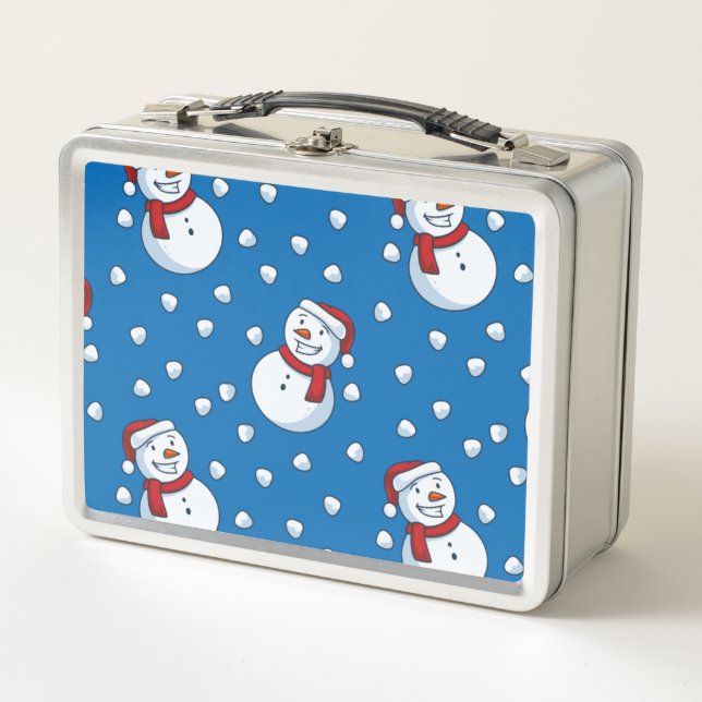 Lunch Box Happy Little Snowmen en Écharpes et Casquette (Devant)