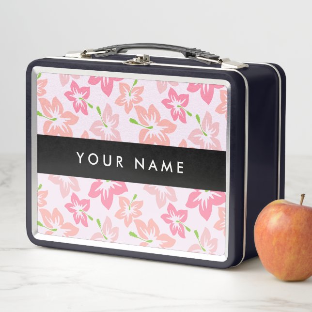 Lunch Box Hibiscus Rose, Fleurs Roses, Votre Nom (En situation)