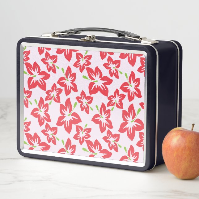 Lunch Box Hibiscus rouge, fleurs rouges, motif de fleurs (En situation)