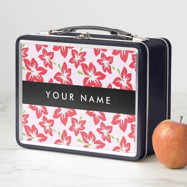 Lunch Box Hibiscus Rouge, Fleurs Rouges, Votre Nom (En situation)