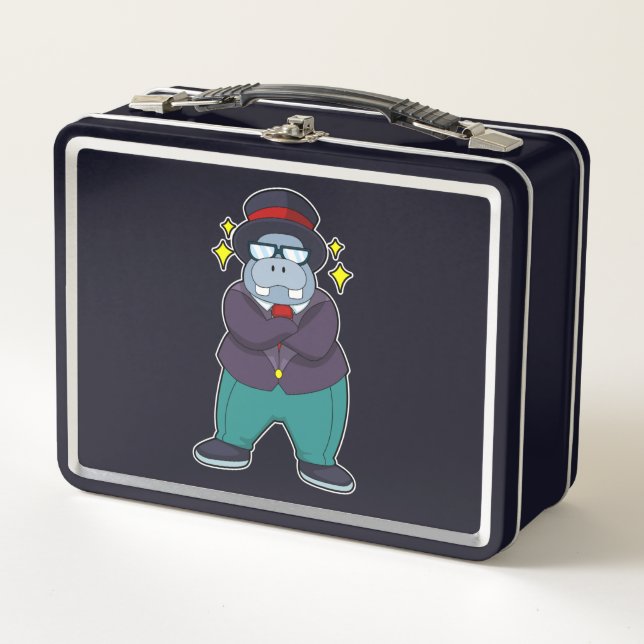 Lunch Box Hippopotame en marié avec costume.PNG (Devant)