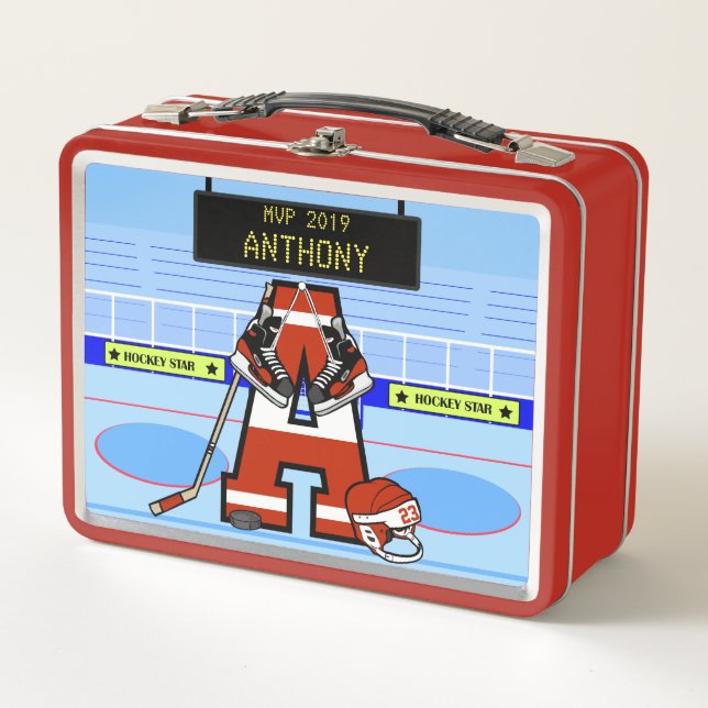 Lunch Box Hockey sur glace initial personnalisé (Devant)