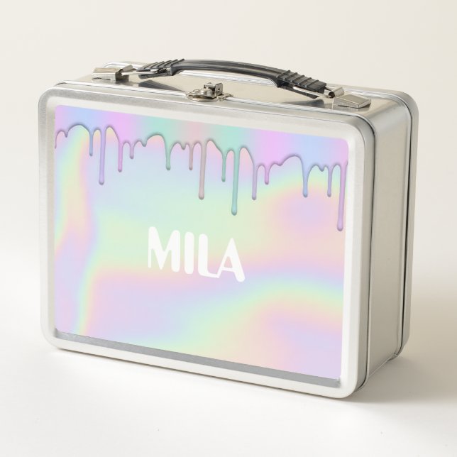 Lunch Box Holographe couleurs arc-en-ciel, mignon (Devant)