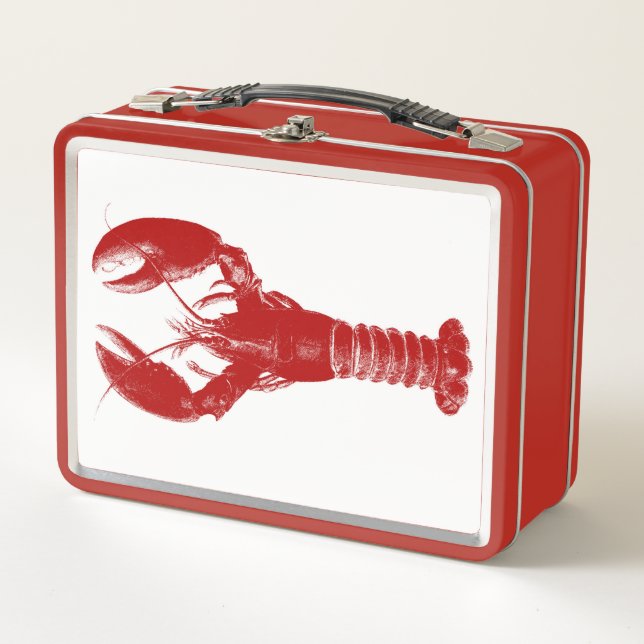 Lunch Box Homard rouge profond sur blanc (Devant)