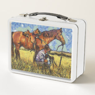 Lunch Box Homme, cheval et chien
