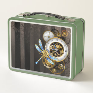 Lunch Box Horloge à vapeur avec libellule mécanique
