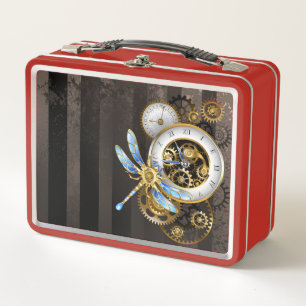 Lunch Box Horloge à vapeur avec libellule mécanique