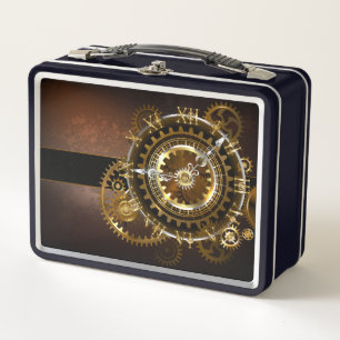 Lunch Box Horloge Steampunk avec des engrenages anciens
